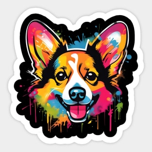 Corgi Dog Colorful Street Art Style Sticker